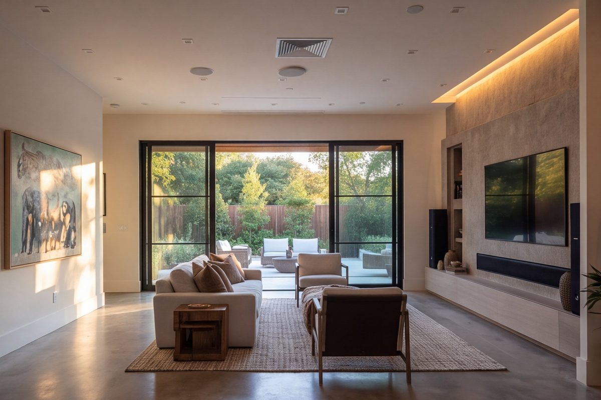 Family room addition in Dallas opening onto the yard